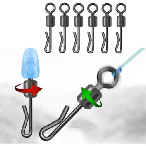 10 Pcs Rolling Quick Change Swivels Carp Rigs Black Fishing Tackle Carp Rigs Long Body Q-shaped Swing Snap Connector