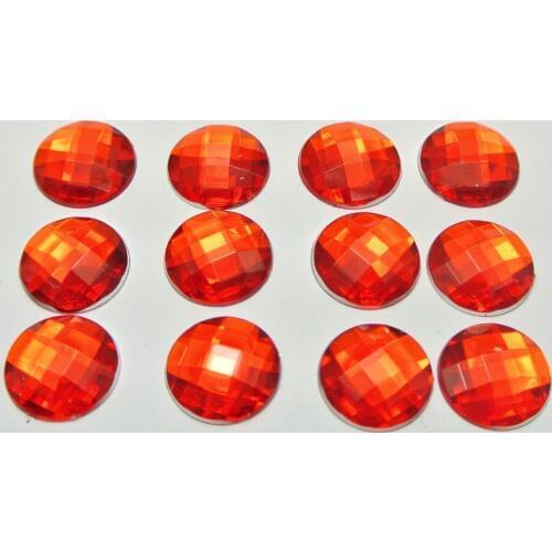 100 Red Acrylic Flatback Rhinestone Faceted Round Gems 14mm No Hole