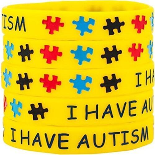 100pcs Autism I have Autism awareness medical alert silicone rubber wristband bracelet free shipping by Epacket
