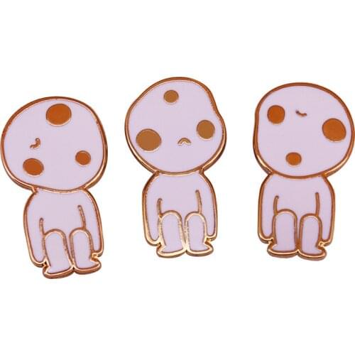 3 Pcs/set Cartoon Anime Mononoke Kodama Tree Enamel Brooch Pins White Elf Metal Badges Lapel Cosplay for Bag Clothes Figure Toys