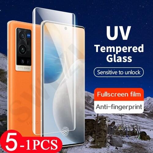 5-1Pcs full cover UV tempered glass for vivo X60 X60T iQOO 5 x50 pro plus NEX 3 3S protective film phone screen protector Glass