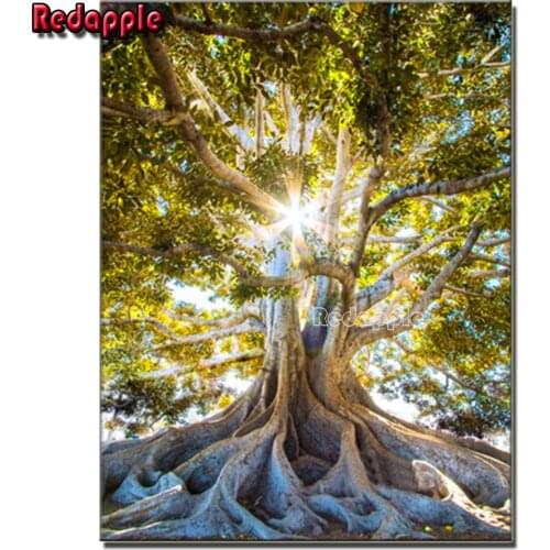 Tree of life 5D DIY Diamond Painting Full Square Round Drill big tree sunlight landscape Diamond Embroidery Mosaic handicraft
