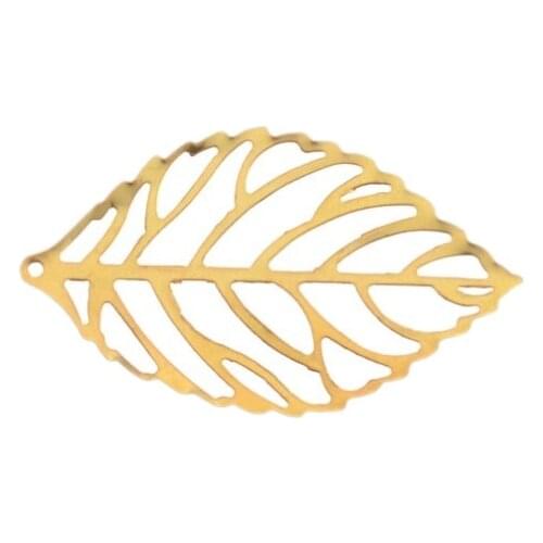 Free shipping Retail 10Pcs Gold Tone Filigree Leaf Findings Connector Metal Crafts Decoration DIY Pendants 26x44mm F0369