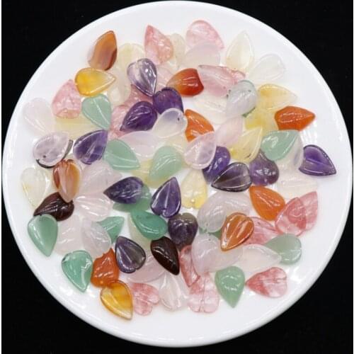 13*18mm 10pcs/lot Natural Stone Charms Pendant Mini Leaves Charms Loose Beads For DIY Jewelry Making Accessories