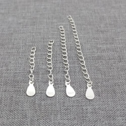 15 Pieces of 925 Sterling Silver Waterdrop Chain Extensions, Extender Chains