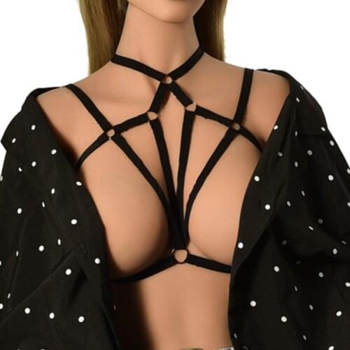 Gothic Sexy Lingerie Elastic Crop Tops Alluring Bustier Bandage Cage Bra Cupless Lingerie Bandage Body Belt Cupless Intimates