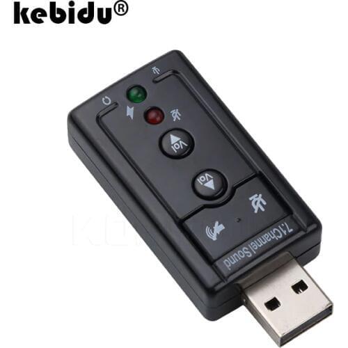 Kebidu 5pcs 7.1 Channel USB Audio Headset Microphone 3.5mm Jack Converter Mic speaker 3D external sound card Adapter for Desktop