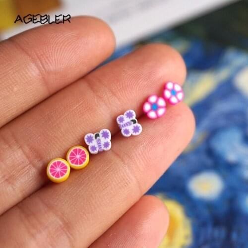 Summer Style Jewelry Japanese Harajuku Orange Stud Earrings Set Bijoux Children Earings for Girls Funny Brinco Accessories P15