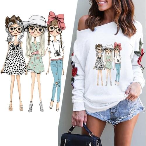 Diy Girls Shape Heat Transfer patch A-level Washable Iron On Applique For T-shirt Dresses DIY Clothes jeans coats