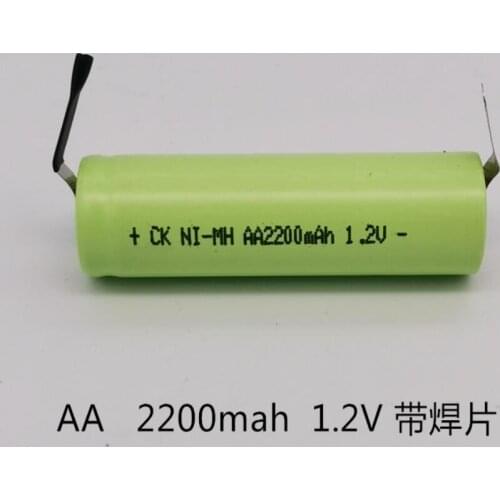 1.2V AA Ni-Mh rechargeable battery 2200mah nimh cell Green shell with welding tabs for Philips electric shaver razor toothbrush