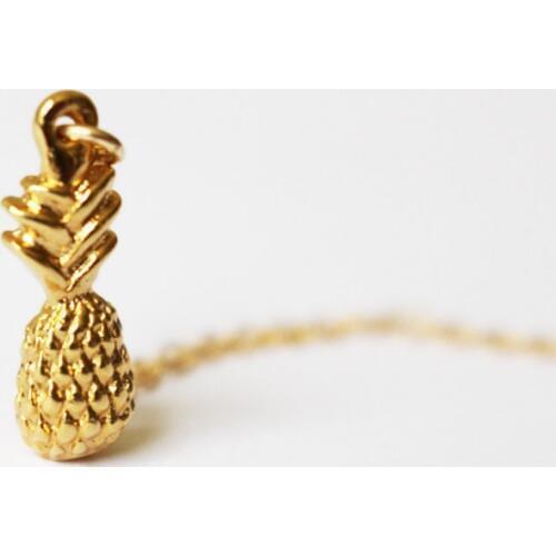 New Fashion Gold Color 3D Pineapple Pendant Necklaces for Women Elegant Alloy Fruit Link Chain Chokers Necklace Party Jewelry