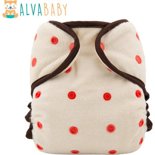 New Arrival! Alvababy Fitted Diaper Reusable Bamboo Fitted Nappy Sewed in 1pc 3 Layers Bamboo Insert