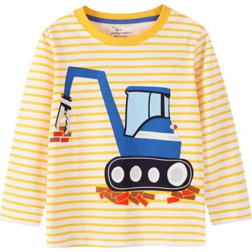 New Cartoon Characters Boys Cotton T shirts Stripe Baby Long Sleeve Tops Children Autumn Winter Clothes for 2-7T