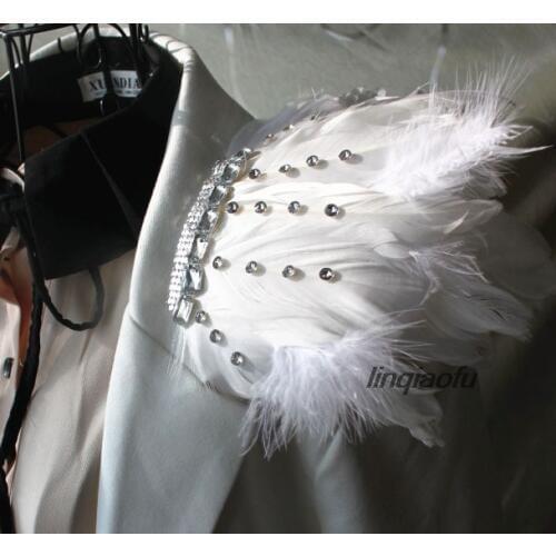 Oversized natural feather brooch epaulettes stage show accessories,1pcs/lot