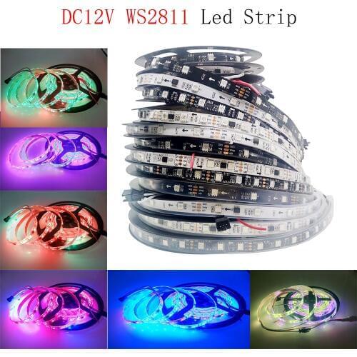 WS2811 5050 RGB Addressable Led Pixel Strip Light Full Colors Led Strip Ribbon Flexible Digital Led Tape 1 Ic Control 3 DC12V