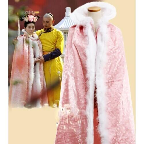 Free Shipping Winter Cloak Thick Cotton-padded TV Play BuBuJingXin Fur Cloak Ancient Chinese Costume Thicknen Cloak