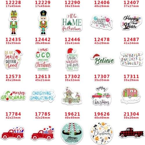 Planar Resin Flatback Christmas 30pcs/lot Acrylic Resins Printed for DIY Headband Hair Bow Decoration Accessories PR12228