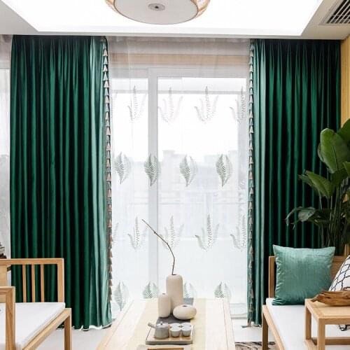 Plain Simple Italian Velvet Curtains Light Luxury for Living Room Bedroom High-end Dutch Velvet Tassel Curtains Tulle Custom