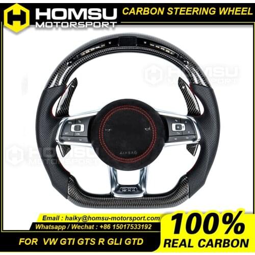 Custom alcantar LED carbon fiber steering wheel For vw Gti Gts R Gli Gtd racing carbon fiber wheel convertible