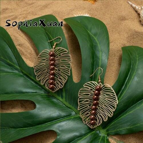 SophiaXuan Fashion Samoa Marshall Polynesian Jewelry Leaves Pearl Drop Dangle Earring for Women Wholesale Earring 2021 Trend New