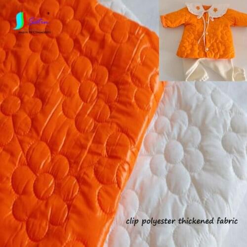 Width 140cm Cute Embroidery Small Flower White Orange Clip Polyester Cotton Fabric DIY Handmade Baby Dress Skirt Coat Fabric