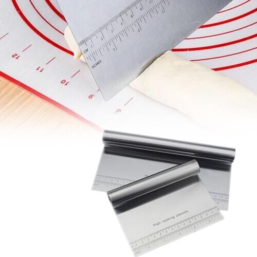 Stainless Steel Cake Scraper Pastry Cutter Pizza Dough Cutter With Scale Household Cake Cream Smooth Scraper Kitchen Baking Tool