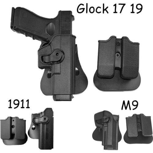 IMI Tactical Hunting Gun Holster For Glock 17 19 Colt 1911 Beretta M92 Airsoft Military Pistol Case Waist With Magazine Pouch