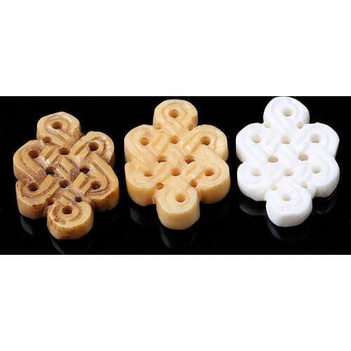 TSB0104 Tibetan Yak Bone Hand Carved Endless Knots Beads Multi Colors 5pcs lot