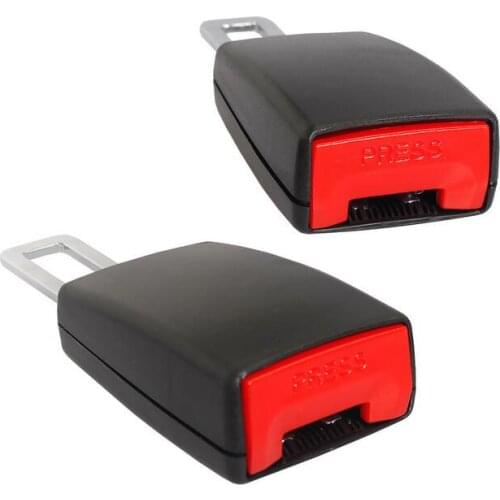 2 Pieces Black Universal Auto Car Safety Seat Belt Buckle Extension Alarm Extender