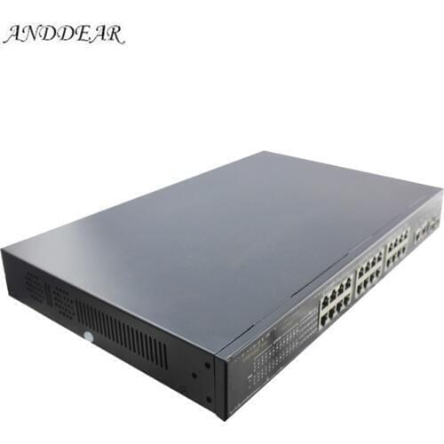PO power pin IEEE802.3af/at active poe switch 24 port 1U 19" rack mount power supply network poe 400w with 2 gigabit sfp/rj45