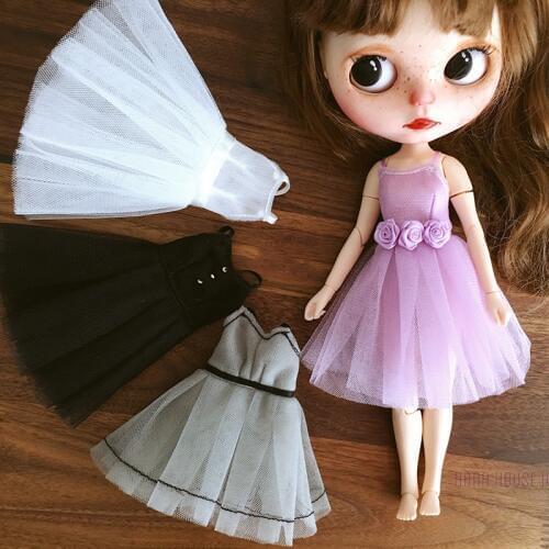 Dolls Blyth Clothes Purple,white,gray Ballet Dress for Barbies,ob24,azone,Blyth Bubble Skirt for 1/6 Doll Clothing Accessories