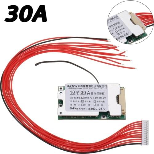 10S 36V 30A Li-ion Cell Protection BMS PCB Board Balance With Cable Kit Fit for 10 Series Li-ion Batteries 3.7V Ternary Battery