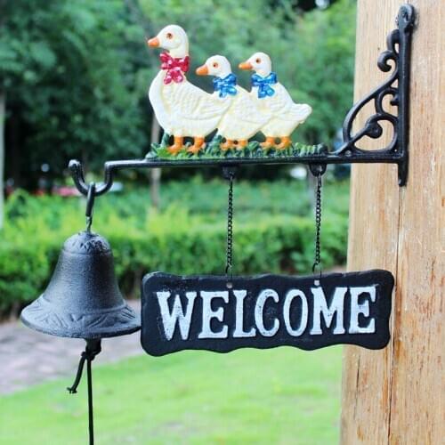 Garden Home Garden Decorations Iron Doorbell Duck Cast Iron Crafts Creative Retro Hand-Cranking Bell