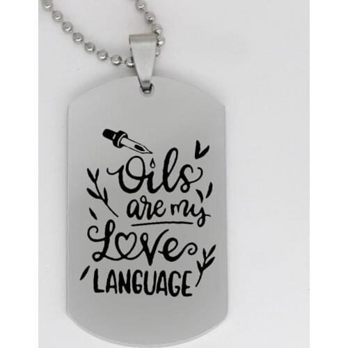 Ufine jewelry Calligraphy enthusiast gift pendant army card oils are my love language stainless steel customed necklace N4297