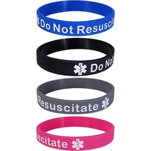 1pc DO NOT RESUSCITATE DNR Medical Alert ID Silicone Bracelet Wristbands
