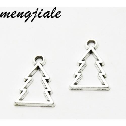 40pcs Wholesale Antique Silver Hollow Tree Charms Zinc Alloy Metal Christmas Pendants For DIY Jewelry Accessories Making 18*12mm