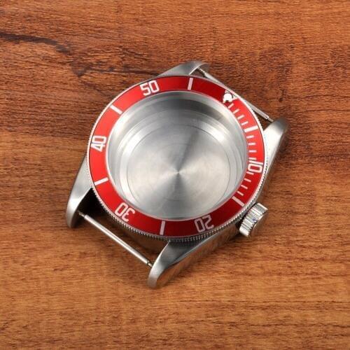 41mm Sapphire Glass Red Aluminum Bezel Watch Parts Case Dial Fit ETA 2824 2836 or Miyota 82 series