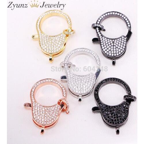 5PCS AZYZ328-2233 CZ Micro Pave Lobster Claw Clasp/Link Connector, Pave Claw Clasp, Micro Pave CZ Clasps, Link/ Connector