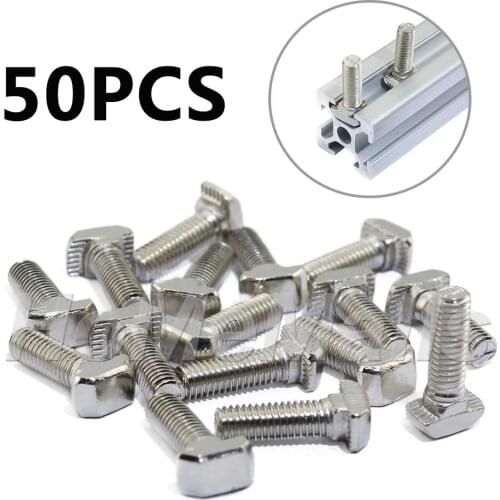 50pcs M5 M6 M8 T-type Nuts Head Screws Bolts Fastener Aluminum Connector For Aluminum Extrusion Profile 20 30 40 45Series