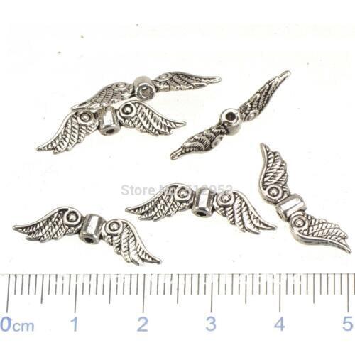 DIY Angel Wings Beads For Jewelry Making Suspension Charms Religious Spacer Silver Gold Bronze Crafts Accessories 23*6*3mm 70pcs