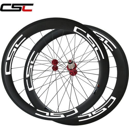 CSC 700C 1460g depth 60mm wide 23mm Tubular carbon bike wheels with Powerway R13 hub mac 424 Pillar 1420 sapim cx ray spokes