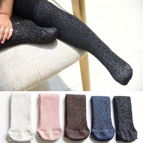 Children Bling Bling Knee High Socks Korean Style Adult Kids Baby Girls Solid Colors Leg Warmer Calcetines Cotton Socks