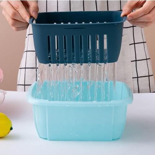 Double Drain Storage Basket Kitchen Strainer Vegetable Storage Fruit Plate Double-layer Sink Filter Shelf Kitchen Gadgets
