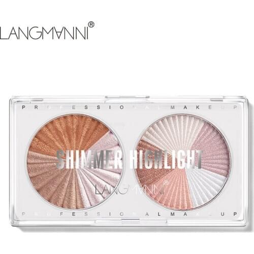 Langmanni Double-disc Highlighter Modification Baked Palette Shimmer Illuminator Contouring Brighten 3D Face Powder Makeup T0912