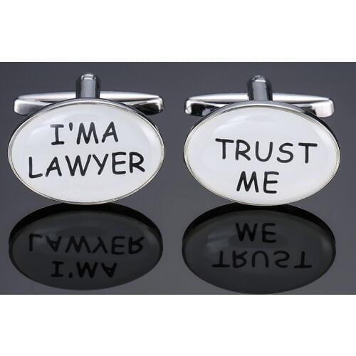 DY The new high quality brass oval white letters TRUST ME I'MA LAWYER Cufflinks Mens French shirt Cufflinks free shipping