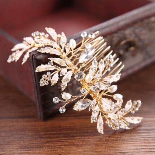 Elegant gold and silver bridal hair accessories set with diamond comb bridal hair accessories wedding dress accessories