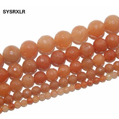 Free Shipping Faceted Red aventurine Stone Natural Stone Beads For Jewelry Making DIY Bracelet Necklace 4 6 8 10 12 MM Strand