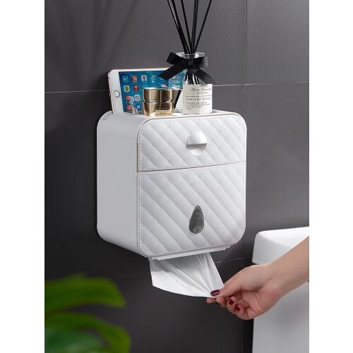 Tissue box Creative Free perforated Washroom Paper Tray multi-function wall-mounted Waterproof Paper Towel Holder Bathroom Tray