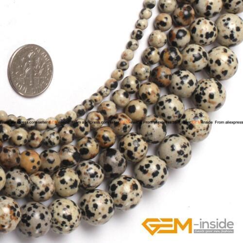 6 8 10mm Natural Stone Round Dalmatian Dot Jaspers Loose Beads For Jewelry Making DIY Accessories Bracelet Beads Strand 15"
