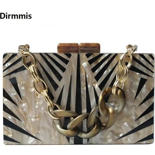 Fashion New Women Messenger Bag Wedding Handbag European Elegant Black White Striped Evening BagsAcrylic Cute Bead Casual Clutch